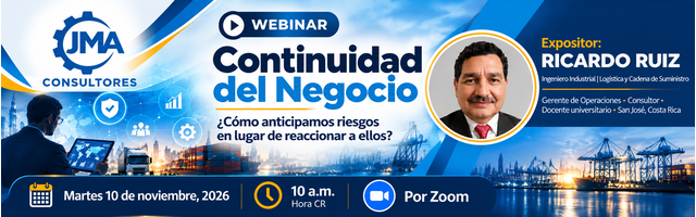 Webinar Continuidad del Negocio con Ricardo Ruiz: martes 10 de noviembre de 2026, 10 a.m., por Zoom